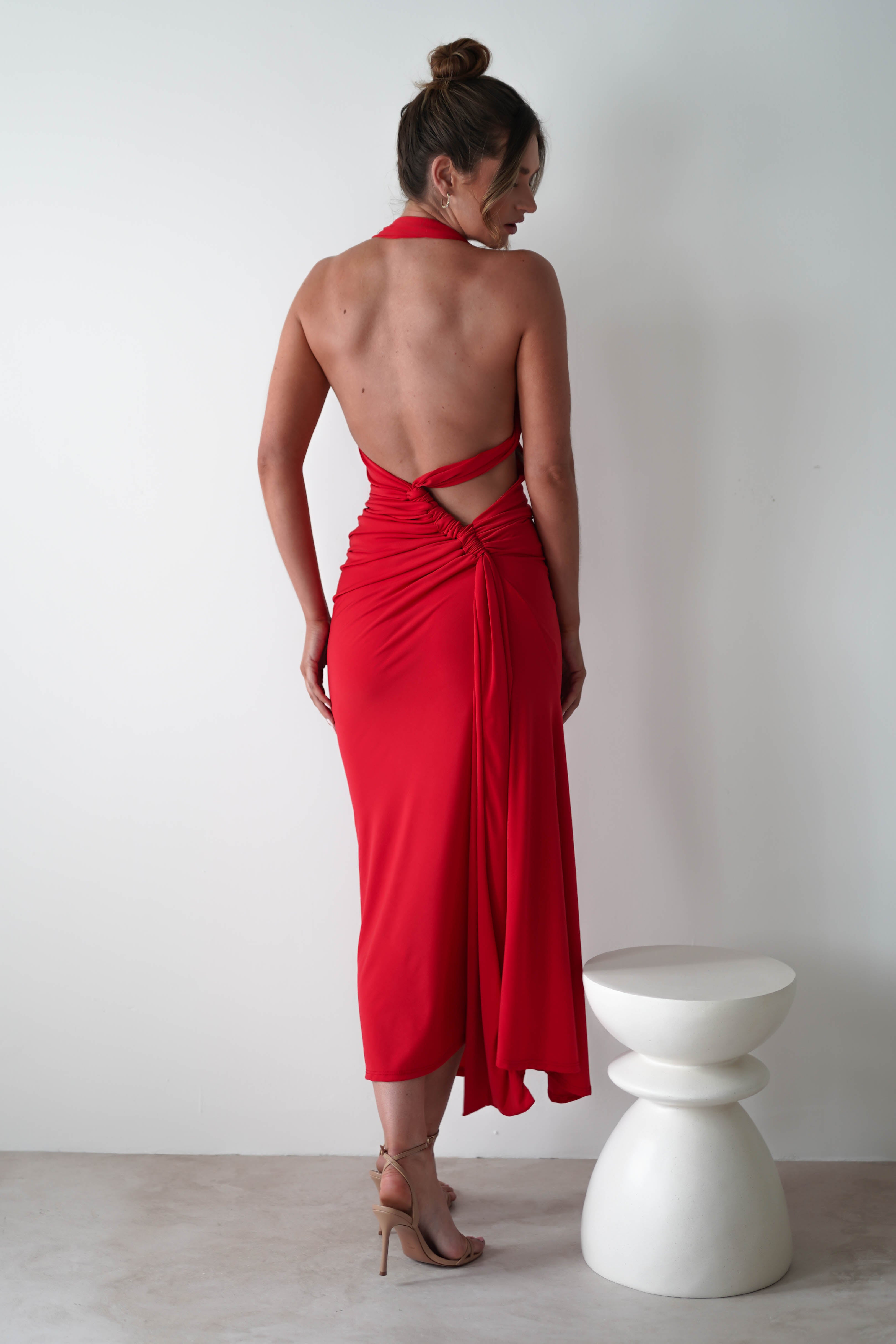 Monet Bodycon Midaxi Dress | Red