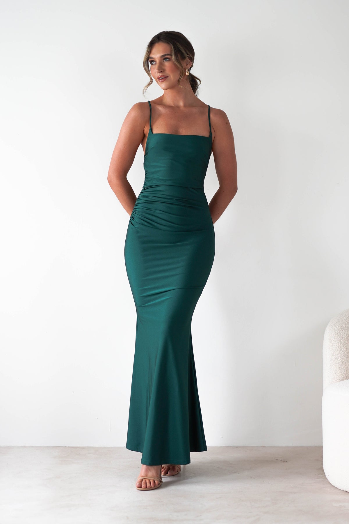 emerald green bodycon maxi dress Emerald Green Round Neck Long Sleeve Maxi Dress Small