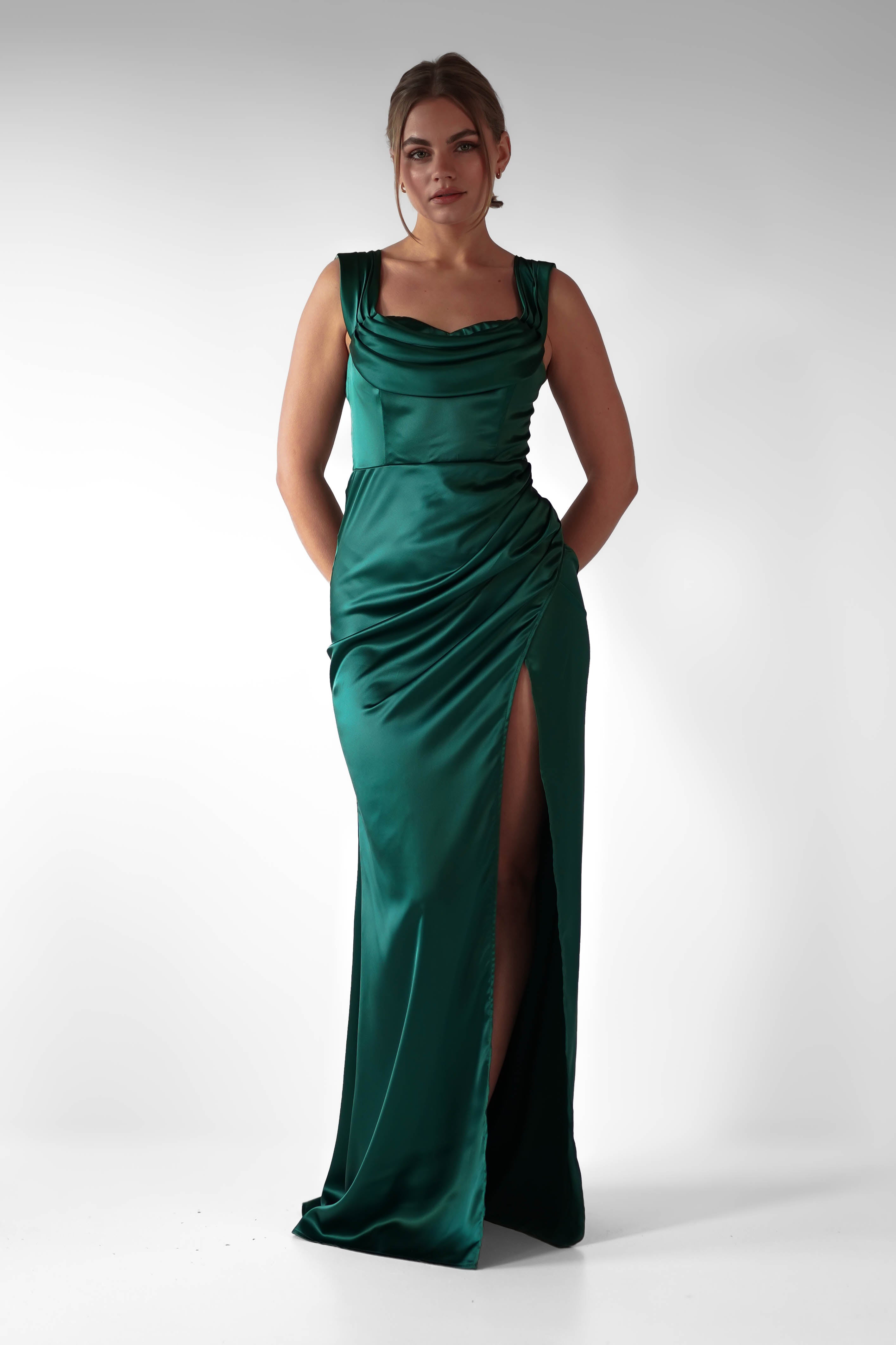 Monica Off The Shoulder Gown | Emerald Green