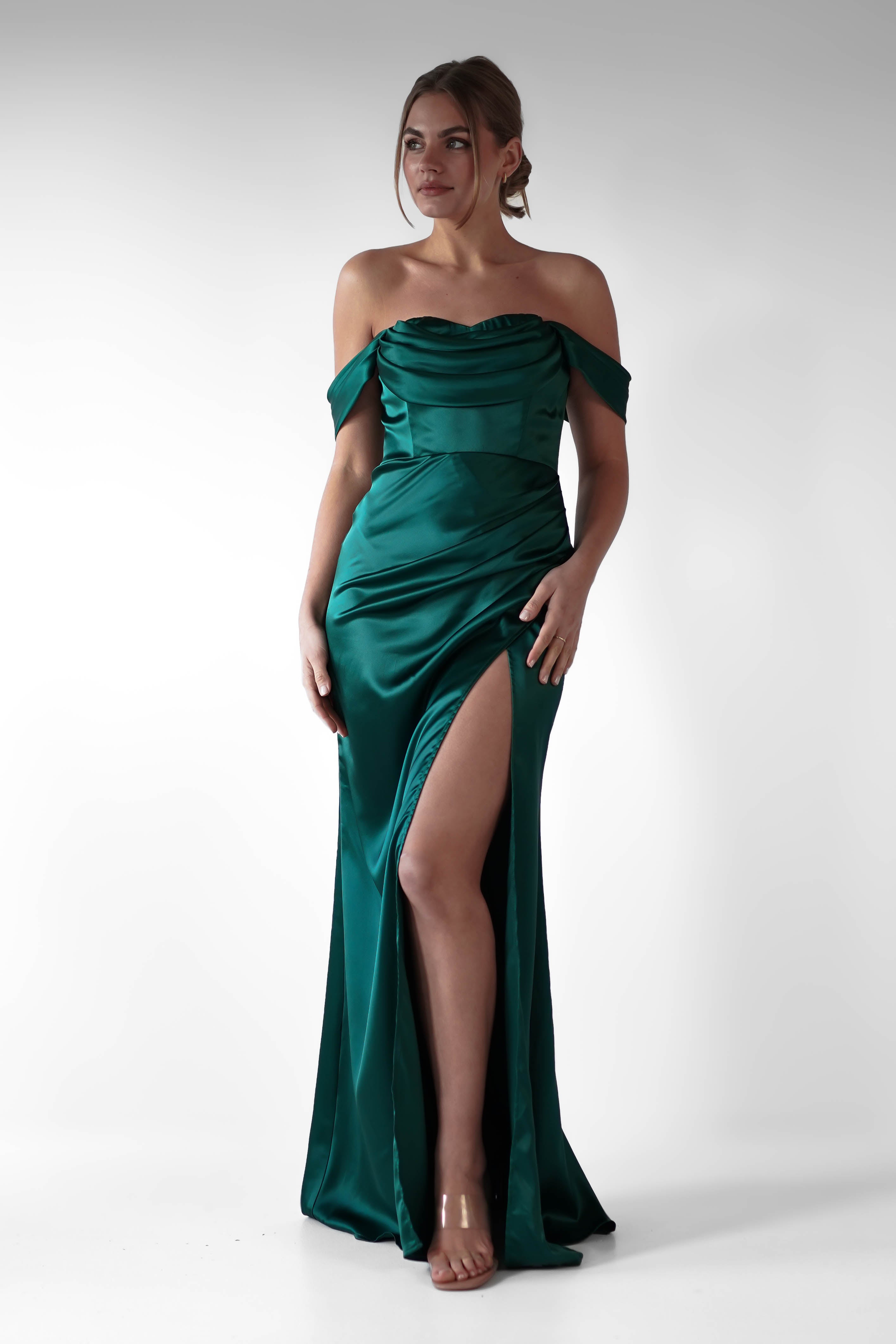 Monica Off The Shoulder Gown | Emerald Green