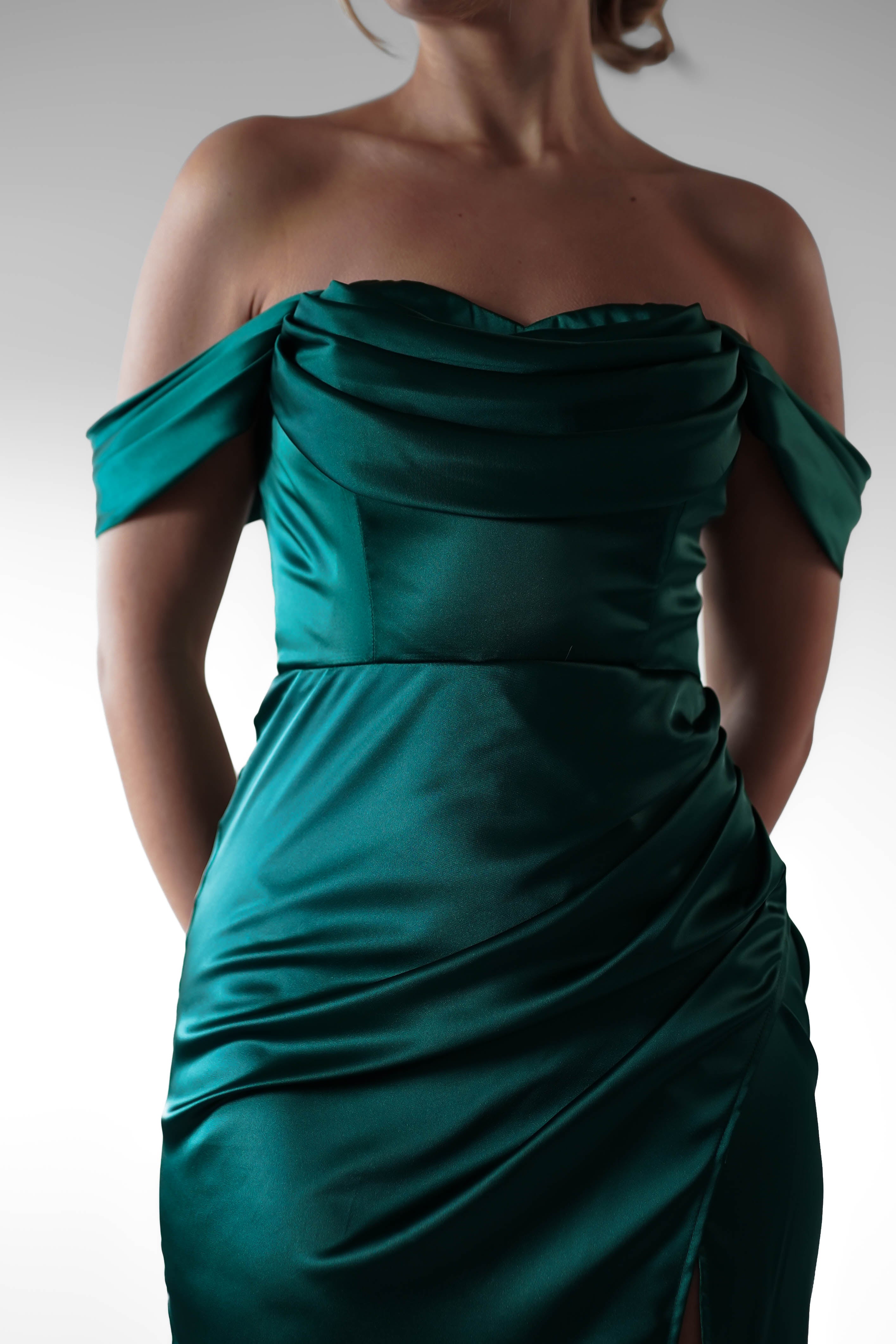 Monica Off The Shoulder Gown | Emerald Green