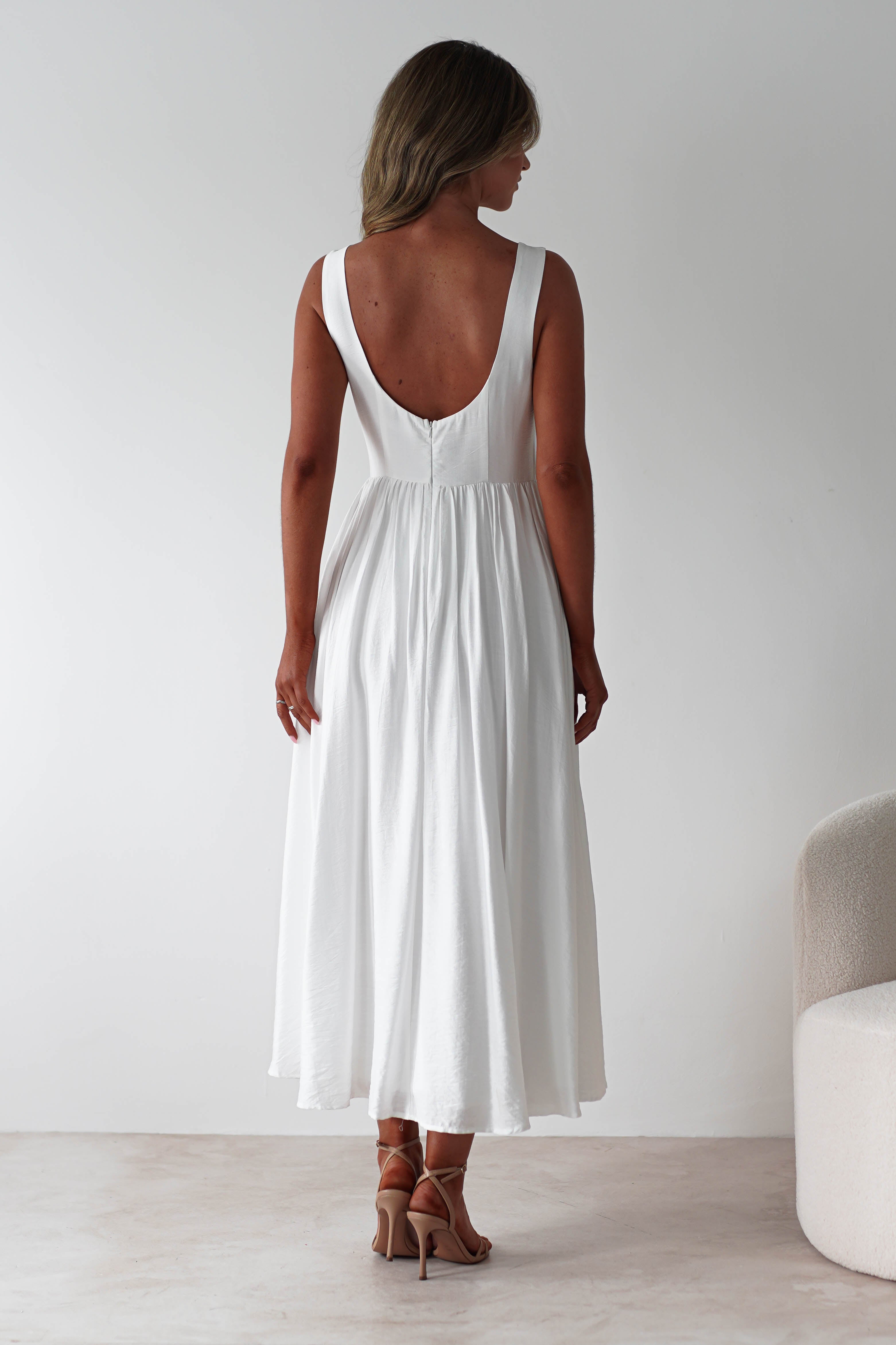 Monroe Skater Midaxi Dress | White | Oh Hello Clothing | XS (6)