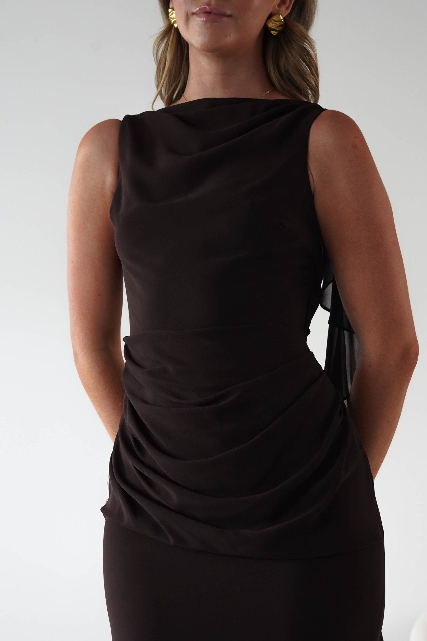 Montana Chiffon Maxi Dress | Brown | Oh Hello Clothing | S (8)