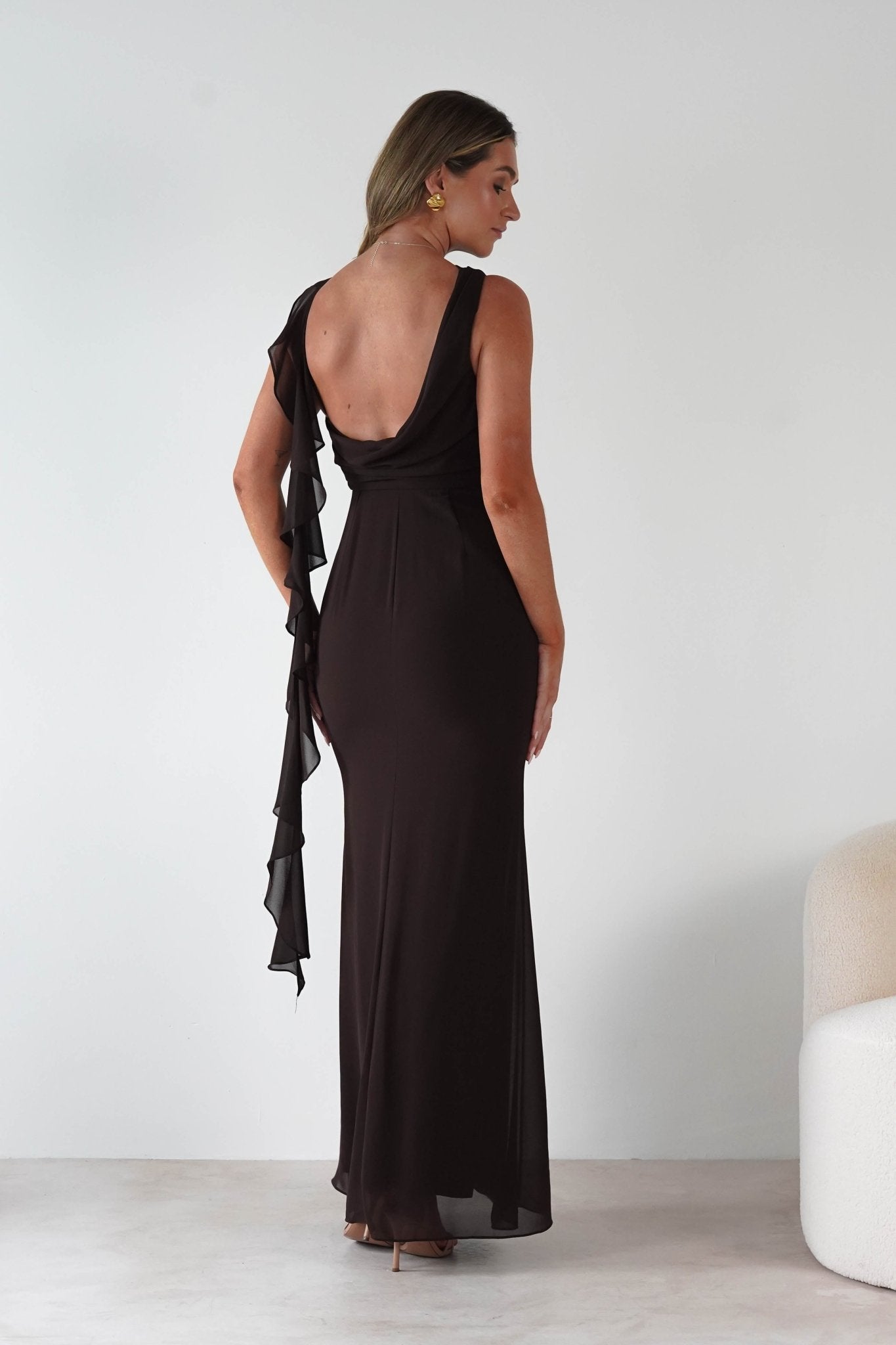 Montana Chiffon Maxi Dress | Brown | Oh Hello Clothing | S (8)