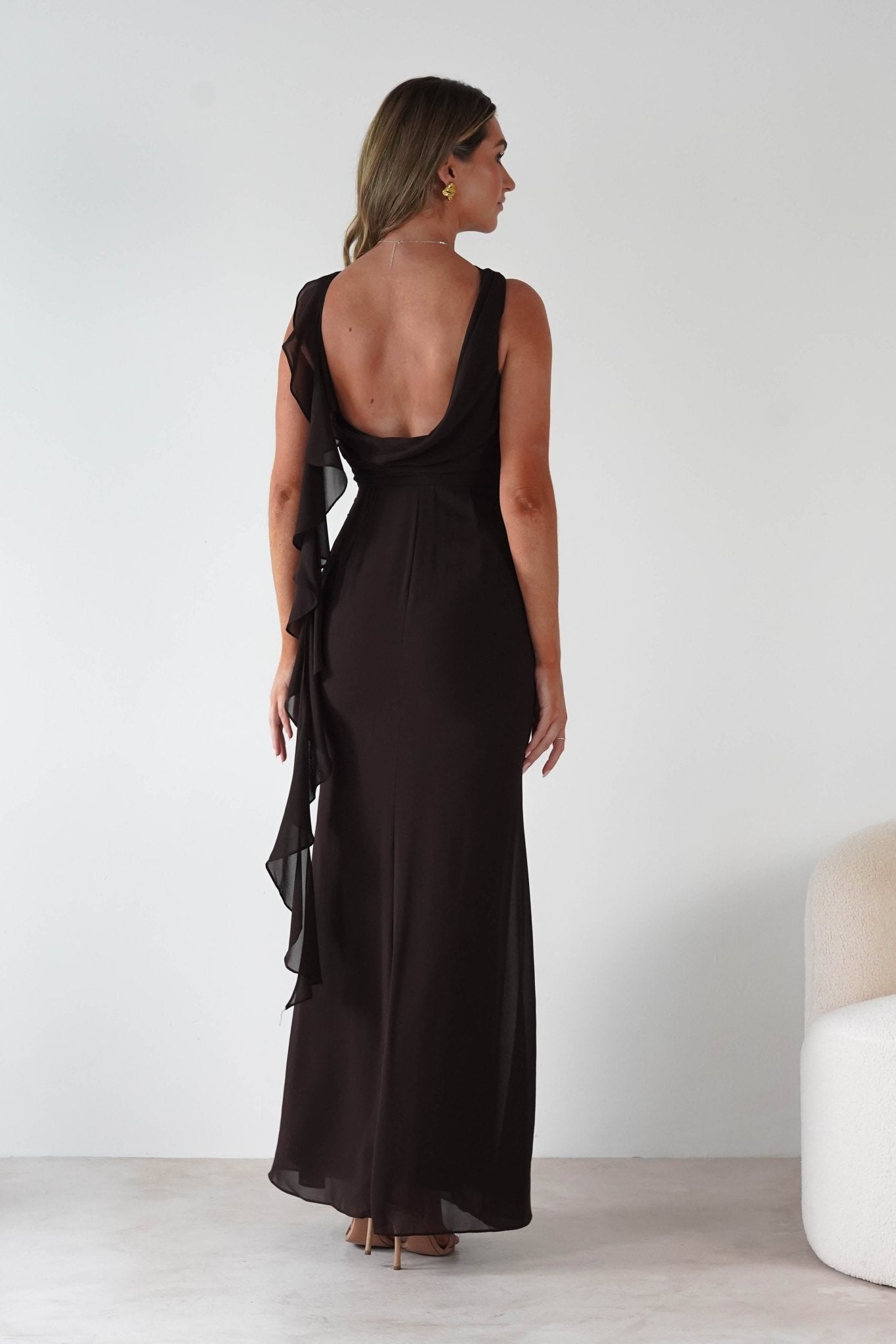 Montana Chiffon Maxi Dress | Brown | Oh Hello Clothing | S (8)