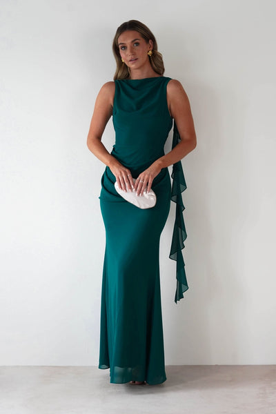 feel the romance emerald green off the shoulder maxi dress Chiffon Wedding Guest | Montana nyla_collection_267777605735_position_0 Length:XL bias cut Vegan Green Goddess Dressing