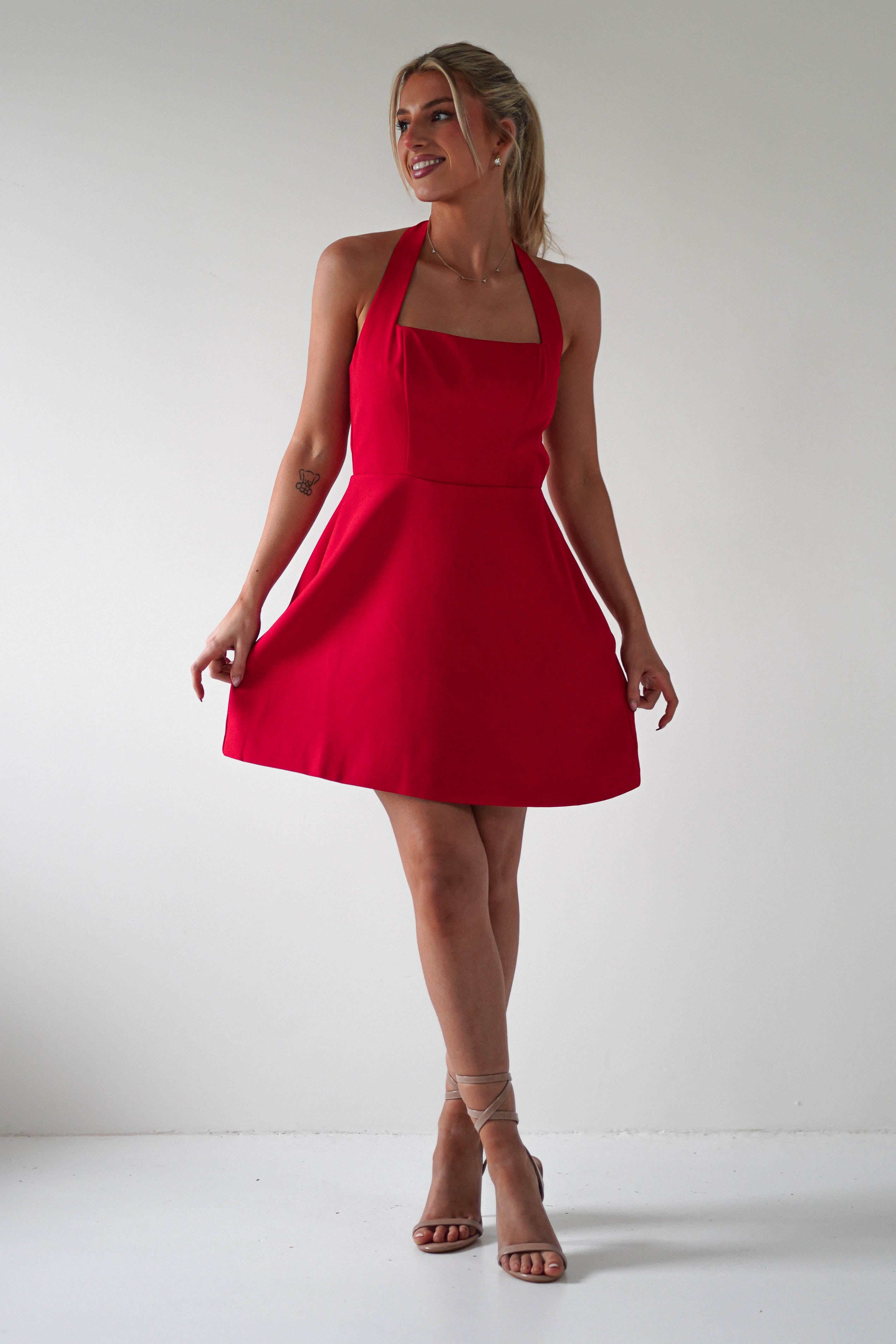 Morocco Halterneck Mini Dress | Red