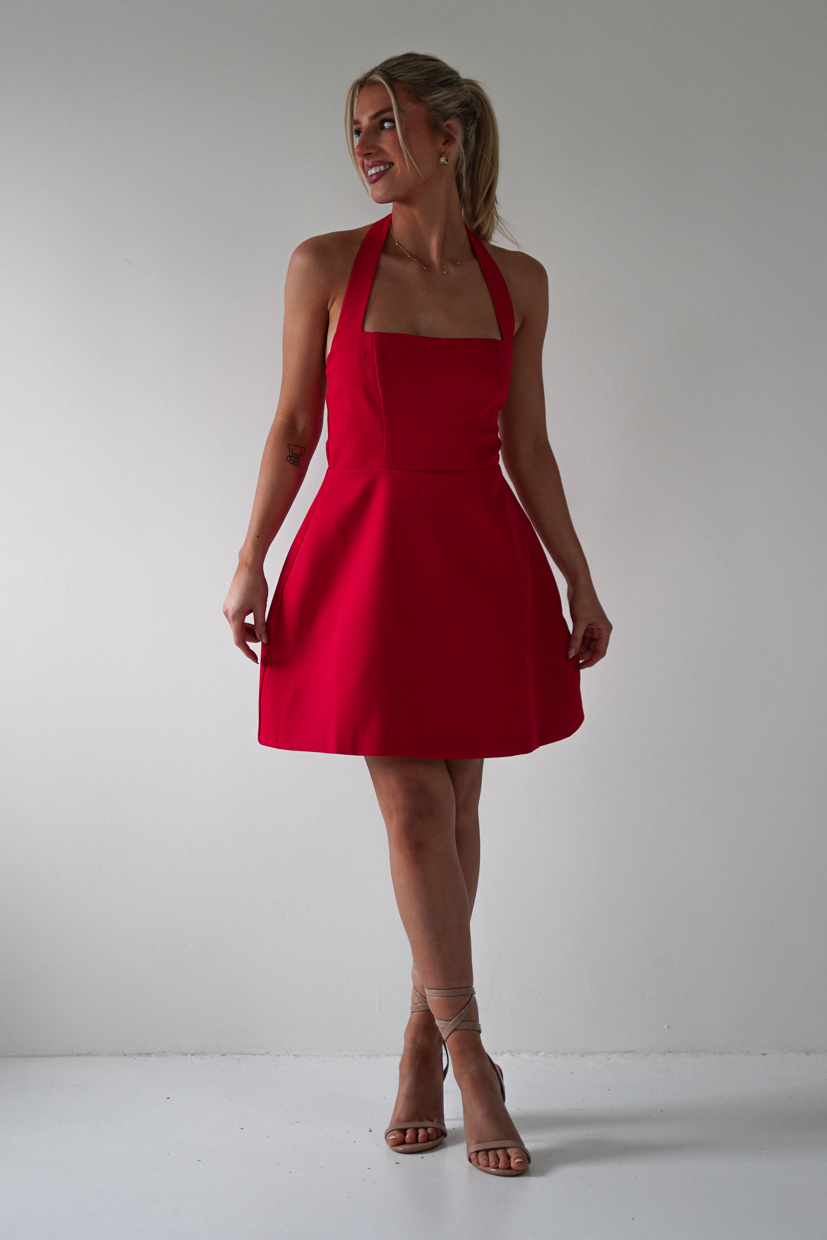 Morocco Halterneck Mini Dress | Red