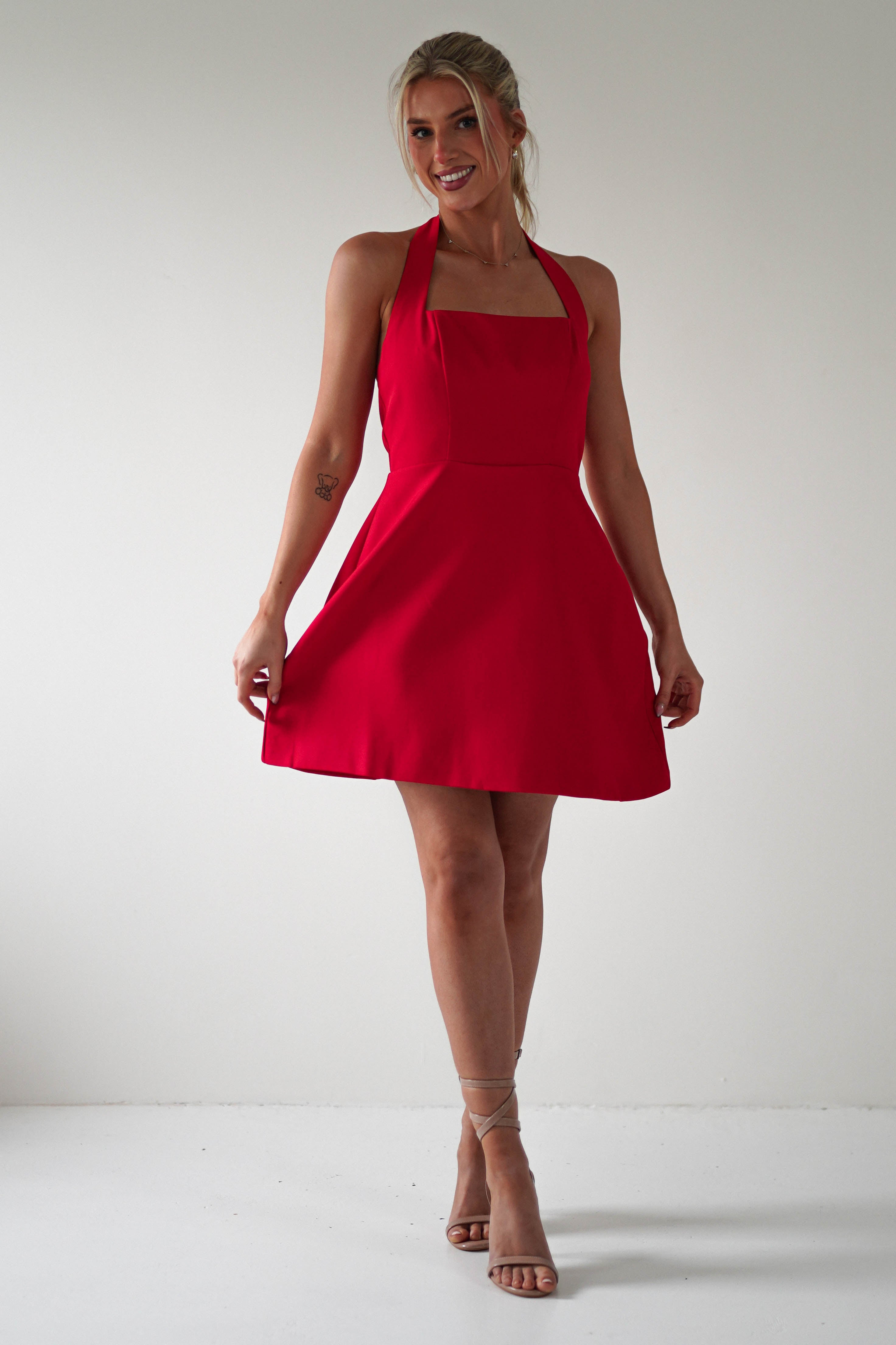 Morocco Halterneck Mini Dress | Red