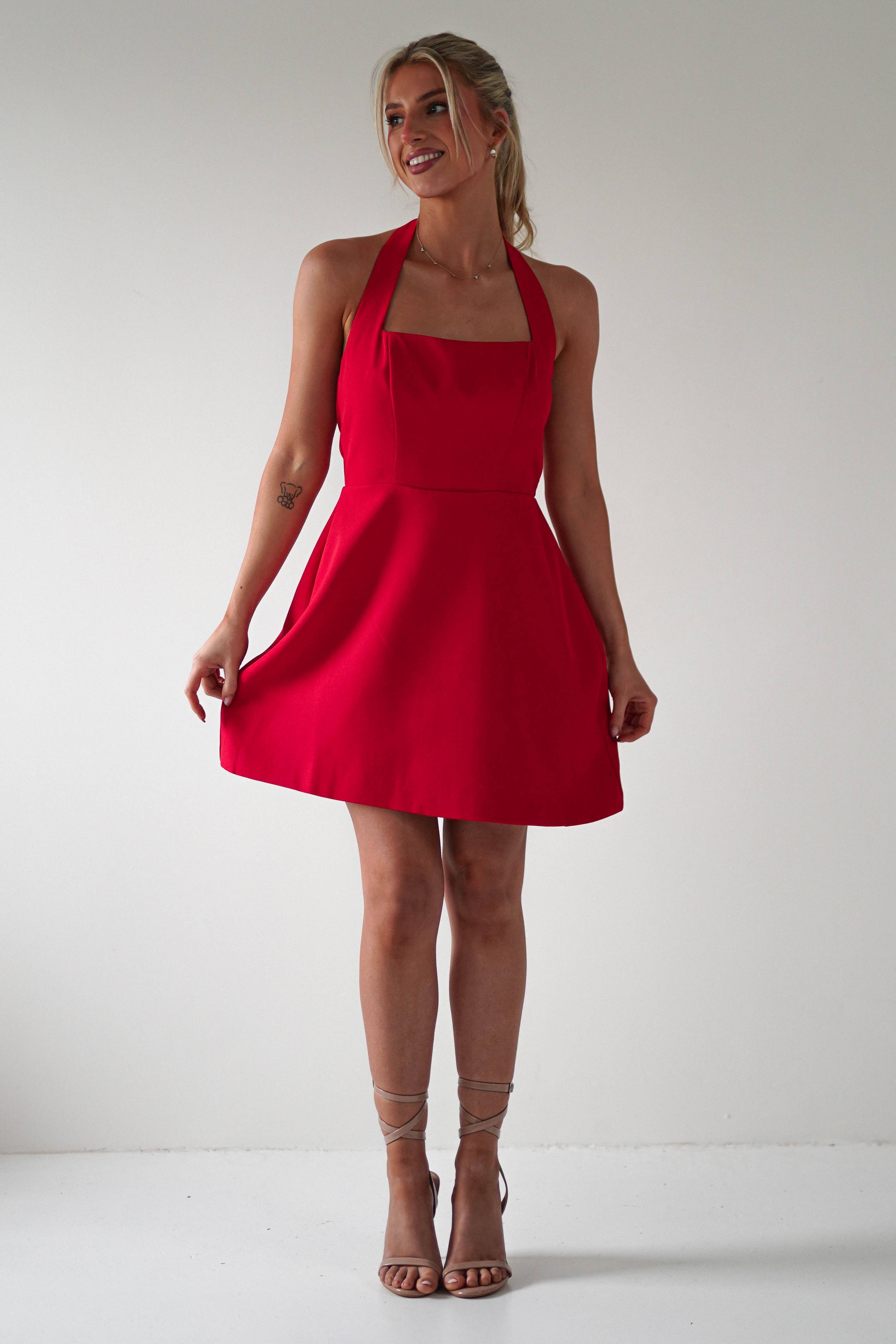 Morocco Halterneck Mini Dress | Red