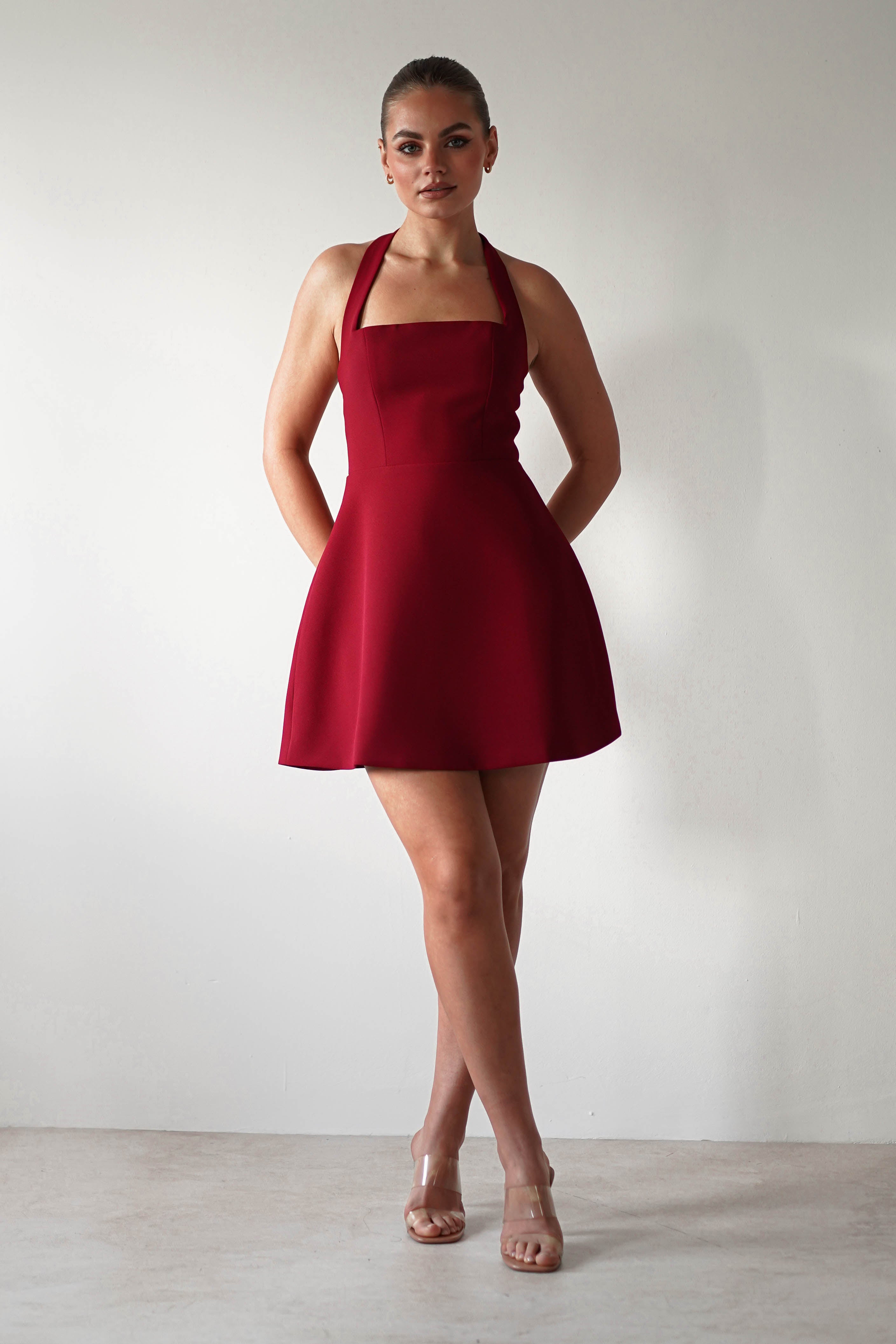 Morocco Halterneck Mini Dress | Wine