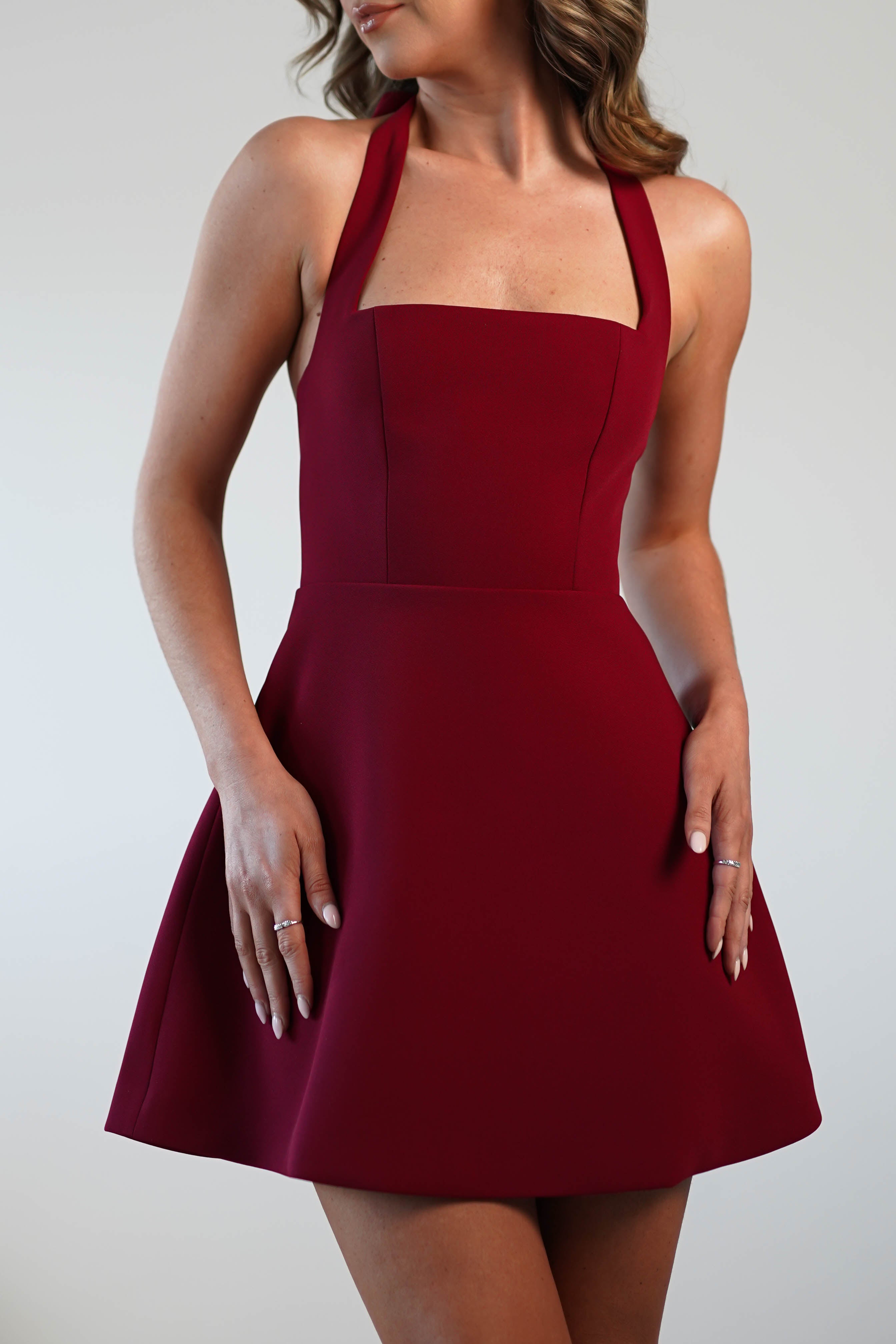 Morocco Halterneck Mini Dress | Wine