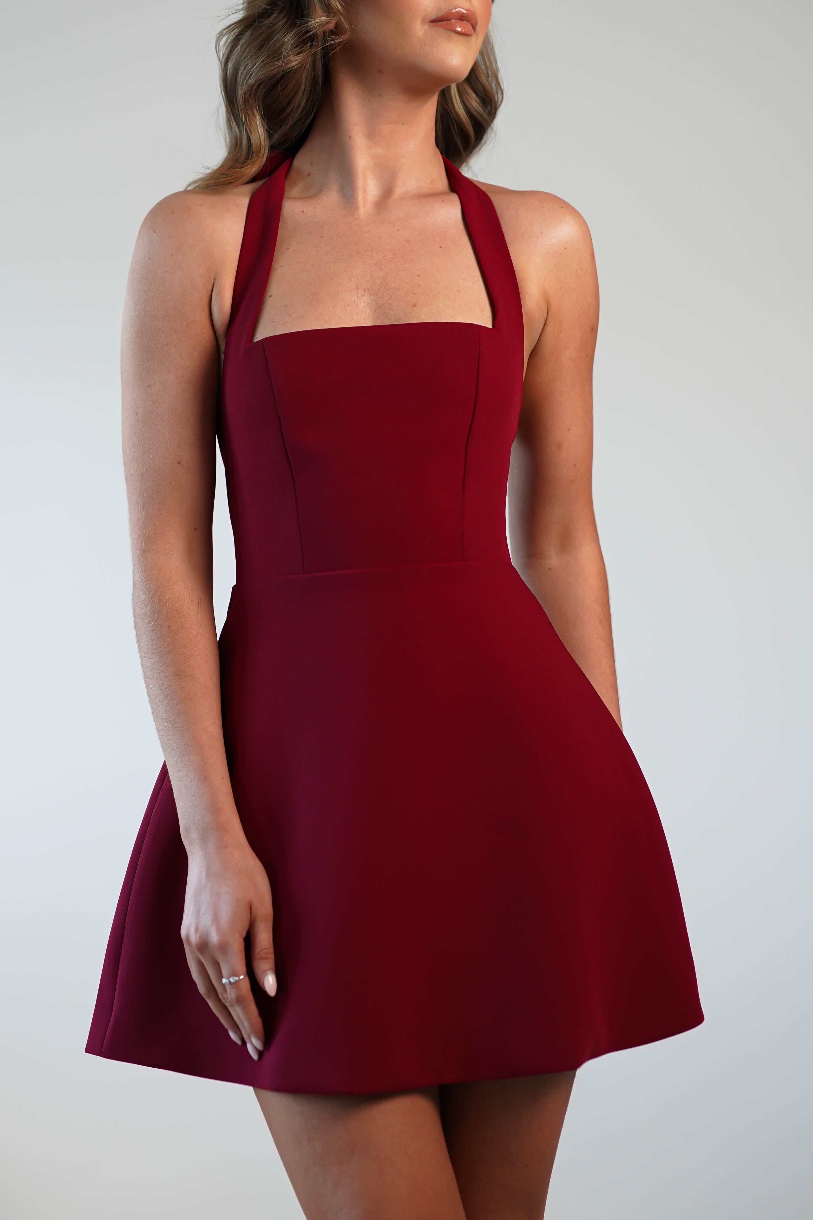 Morocco Halterneck Mini Dress | Wine