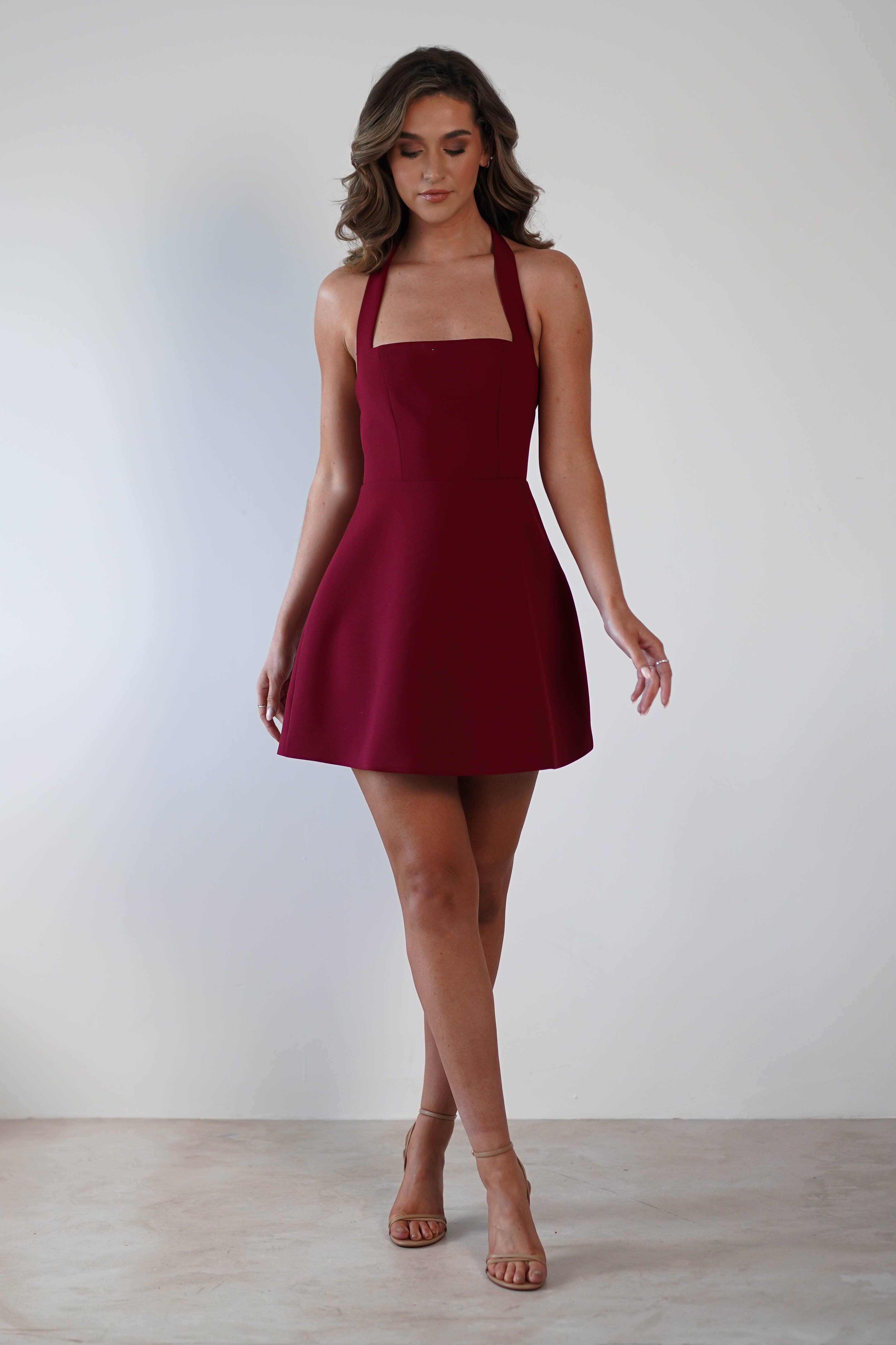 Morocco Halterneck Mini Dress | Wine