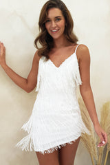 My Only Love Fringe Midi Dress | White