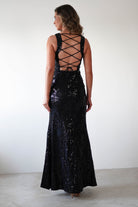 Nadia Square Neck Sequin Gown | Black | Debs & Prom | Formal Gown | Oh Hello Clothing