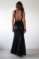 Nadia Square Neck Sequin Gown | Black | Debs & Prom | Formal Gown | Oh Hello Clothing
