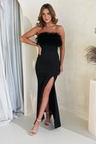 Nalani Feather Detail Gown | Black | Debs & Prom | Formal Gown | Oh Hello Clothing