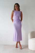 Neelia Mesh Bodycon Midaxi Dress Lilac | Wedding Guest Dress | Bodycon | Mesh | Oh Hello Clothing