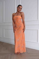 Oh Hello Clothing Women > Clothing > Dresses Nenita Beaded Strapless Maxi Dress | Orange