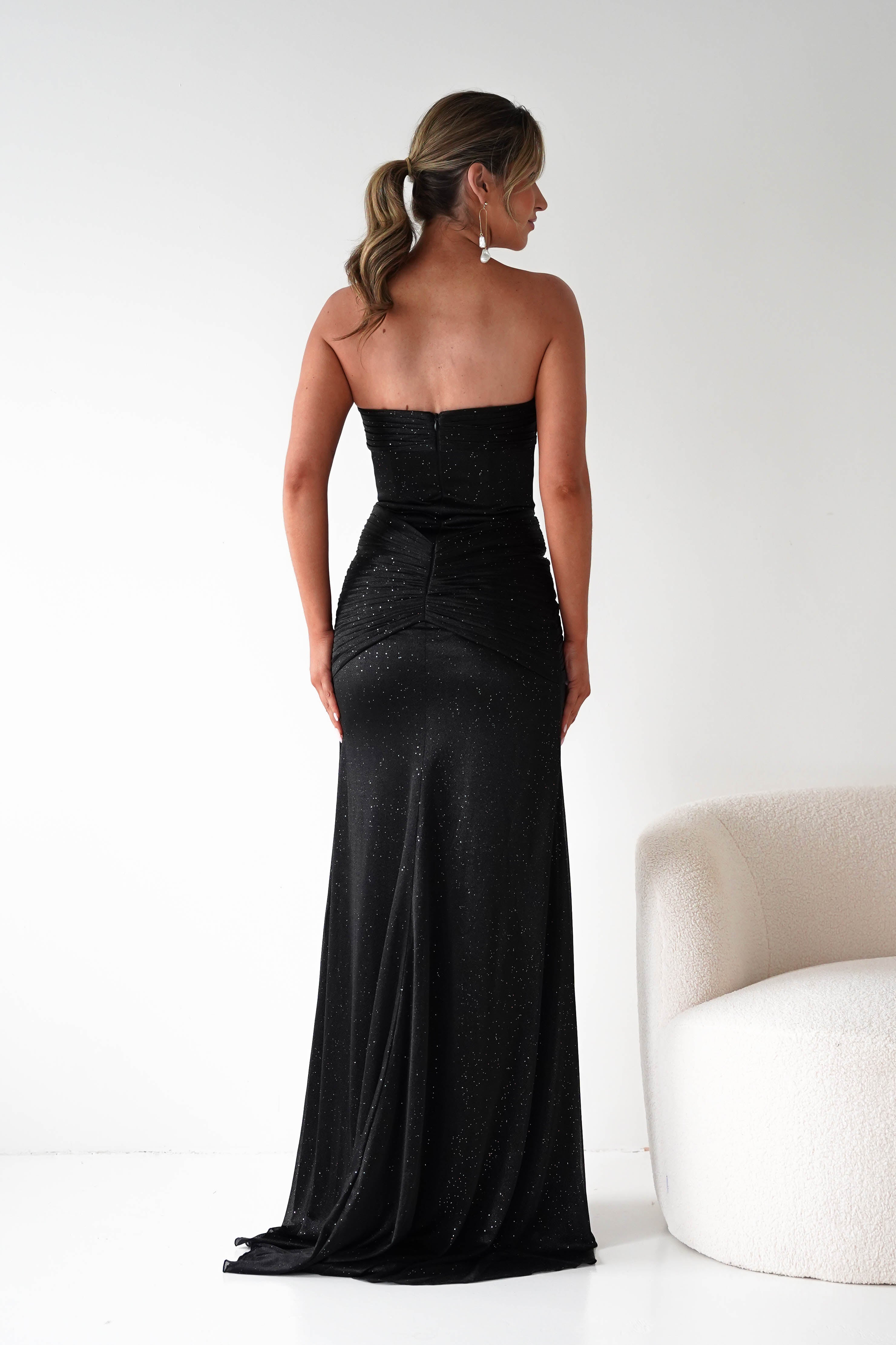 Oh Hello Clothing Dresses Nicola Strapless Glitter Gown | Black
