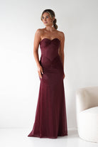 Oh Hello Clothing Dresses Nicola Strapless Glitter Gown | Burgundy