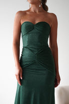 Oh Hello Clothing Dresses Nicola Strapless Glitter Gown | Green