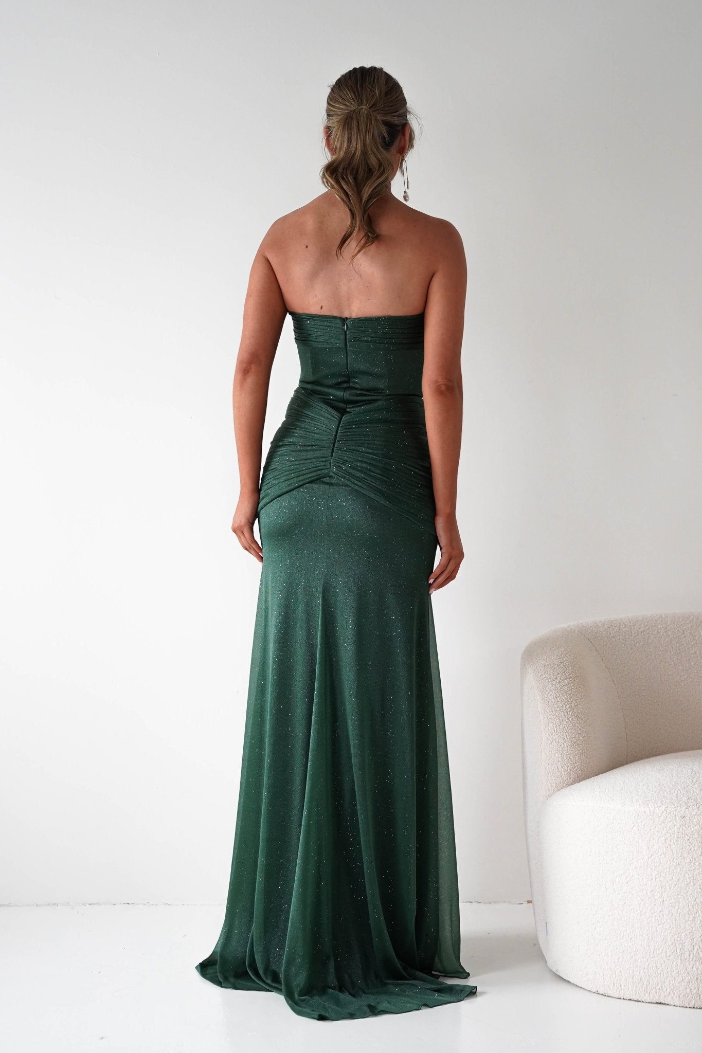 Oh Hello Clothing Dresses Nicola Strapless Glitter Gown | Green