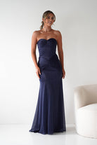 Oh Hello Clothing Dresses Nicola Strapless Glitter Gown | Navy