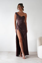Nicolette Soft Satin Maxi Gown | Brown | Debs & Prom | Formal Gown | Oh Hello Clothing