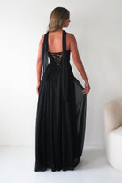 Oh Hello Clothing Dresses Nicolette Strapless Chiffon Maxi Gown | Black