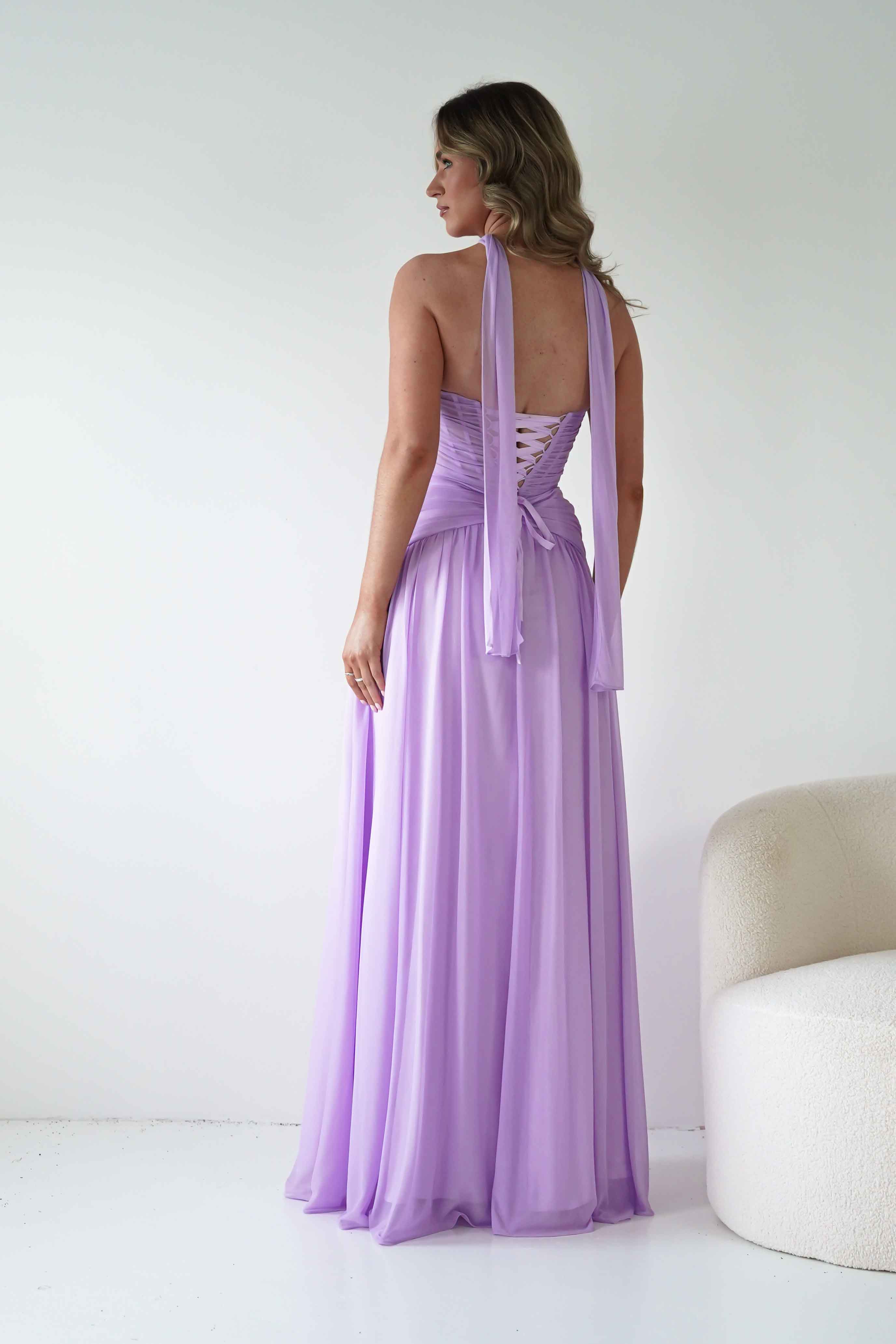 Oh Hello Clothing Women > Clothing > Dresses Nicolette Strapless Chiffon Maxi Gown | Lavender