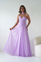 Oh Hello Clothing Women > Clothing > Dresses Nicolette Strapless Chiffon Maxi Gown | Lavender