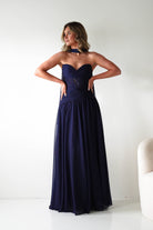Oh Hello Clothing Women > Clothing > Dresses Nicolette Strapless Chiffon Maxi Gown | Navy