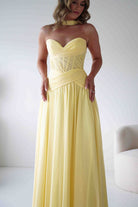 Oh Hello Clothing Women > Clothing > Dresses Nicolette Strapless Chiffon Maxi Gown | Yellow