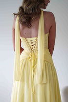 Oh Hello Clothing Women > Clothing > Dresses Nicolette Strapless Chiffon Maxi Gown | Yellow