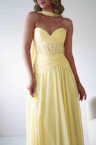 Oh Hello Clothing Women > Clothing > Dresses Nicolette Strapless Chiffon Maxi Gown | Yellow