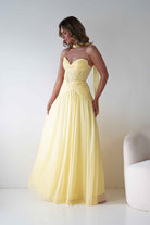 Oh Hello Clothing Women > Clothing > Dresses Nicolette Strapless Chiffon Maxi Gown | Yellow