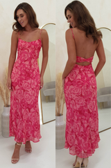 Nitha Printed Maxi Dress | Pink Print