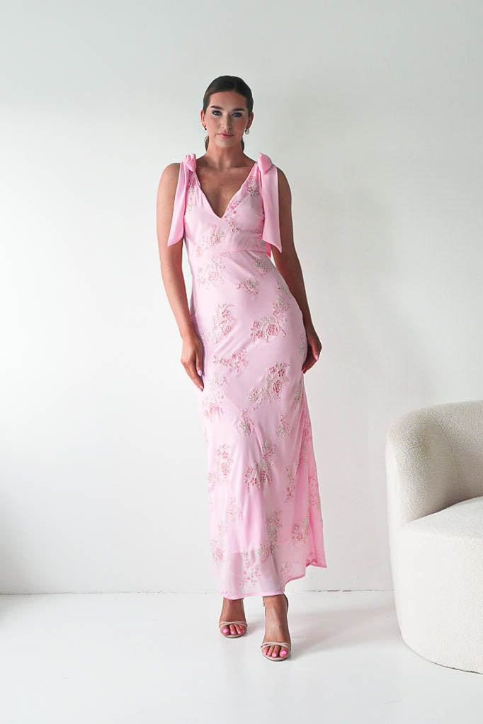 Oh Hello Clothing Women > Clothing > Dresses Noah Floral Embellished Maxi Dress | Pink