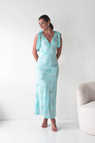 Oh Hello Clothing Women > Clothing > Dresses Noah Floral Embellished Maxi Dress | Turquoise Blue