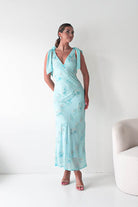 Oh Hello Clothing Women > Clothing > Dresses Noah Floral Embellished Maxi Dress | Turquoise Blue