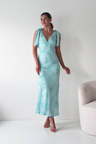 Oh Hello Clothing Women > Clothing > Dresses Noah Floral Embellished Maxi Dress | Turquoise Blue