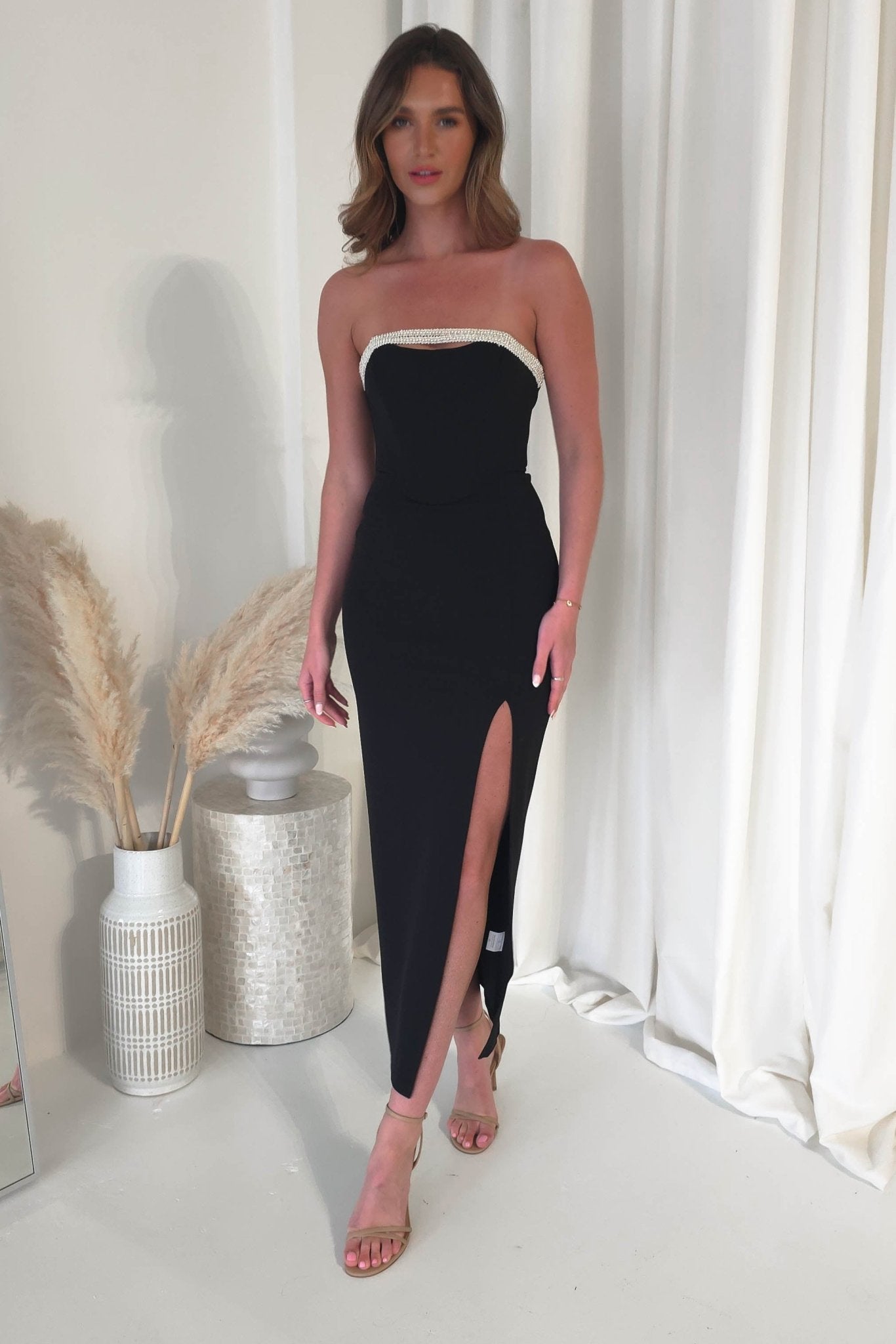 Nylia Strapless Bodycon Maxi Dress | Black | Oh Hello Clothing | XS (6)