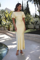 Olivia Soft Matte Satin Maxi Dress Yellow | Wedding Guest Dress | Maxi | Satin | Oh Hello Clothing