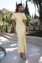 Olivia Soft Matte Satin Maxi Dress Yellow | Wedding Guest Dress | Maxi | Satin | Oh Hello Clothing