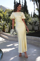 Olivia Soft Matte Satin Maxi Dress Yellow | Wedding Guest Dress | Maxi | Satin | Oh Hello Clothing