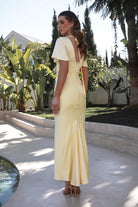 Olivia Soft Matte Satin Maxi Dress Yellow | Wedding Guest Dress | Maxi | Satin | Oh Hello Clothing