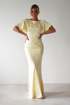 Olivia Soft Matte Satin Maxi Dress Yellow | Wedding Guest Dress | Maxi | Satin | Oh Hello Clothing