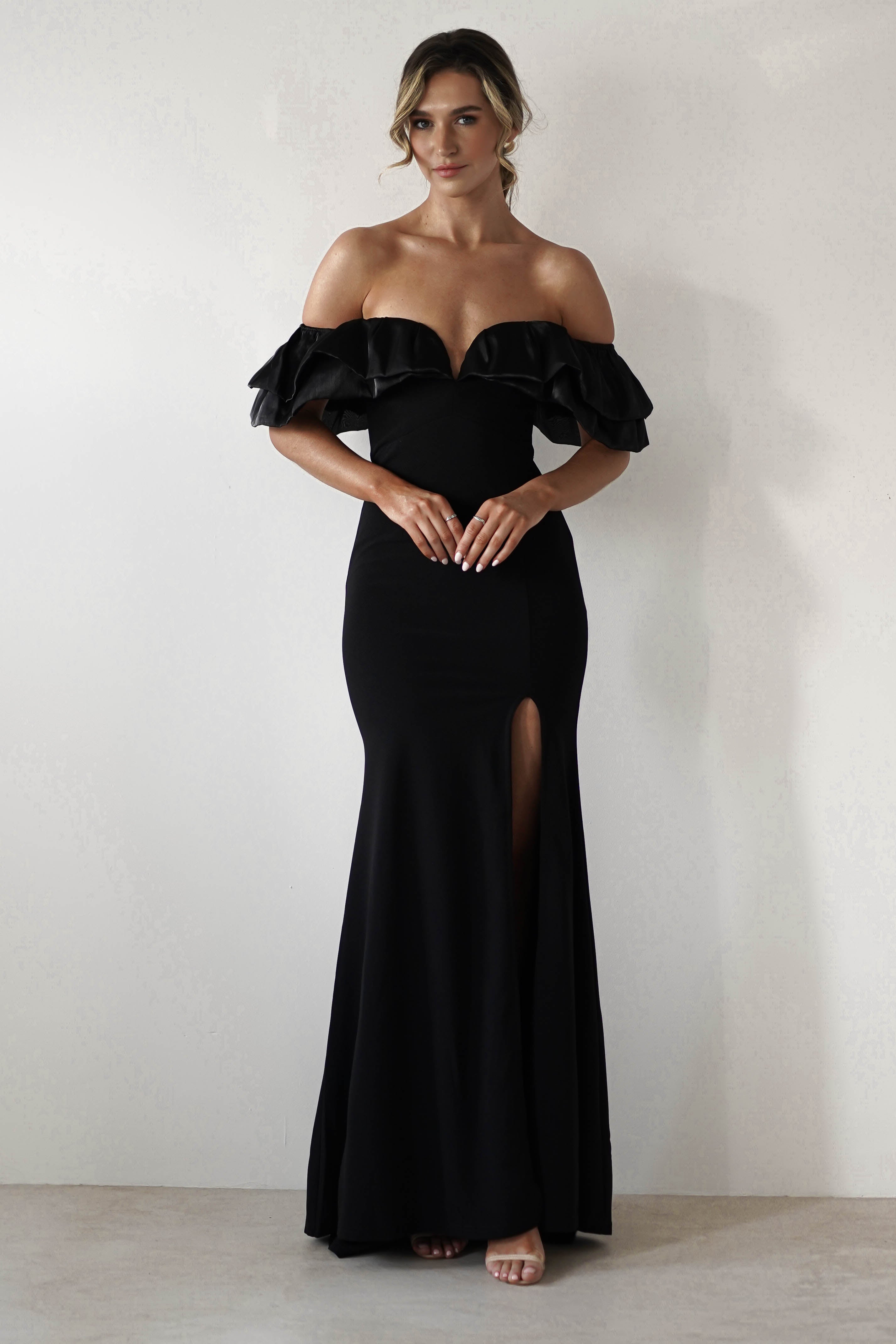 Olympia Off The Shoulder Gown | Black